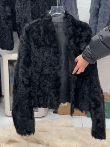 DANTING | Womens Black Shearling Winter Jacket Casual Premium Thick