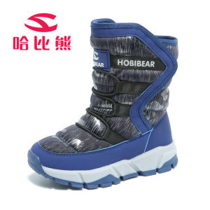 Hobibear Childrens Snow Boots Warm Fleece Lined Waterproof Winter Shoes Boys Girls Casual Mid-Calf Booties Anti-Slip Rubber Sole