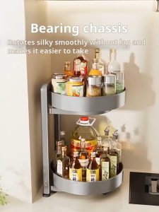LivinEase 360 Degree Rotating Spice Rack Multi Tier Anti Rust Durable Kitchen Organizer