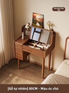 DONGMU | Bàn Trang Điểm Đa Năng Gập Nắp Gỗ Cứng