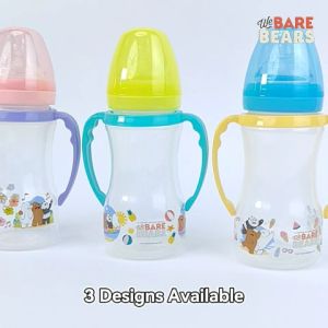 We Bare Bears 9oz/275ml Botol Susu Bayi / Wide Neck Baby Feeding Milk Bottle With Handle PP BPA Free 30443 WBB