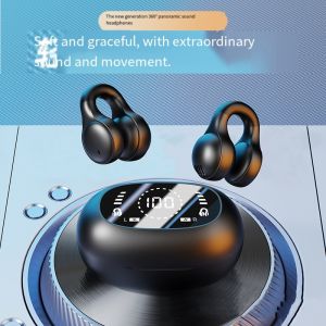 New Digital High Quality Clip On Wireless Bluetooth Bone Conduction Open Ear Headphones Stereo Noise Reduction Earbuds
