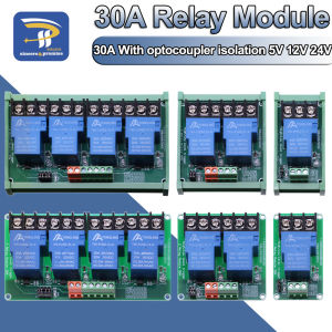 1 2 4 Channel Relay Module 30A With Optocoupler Isolation 1 Way 5V 12V 24V Supports High And low Triger Trigger