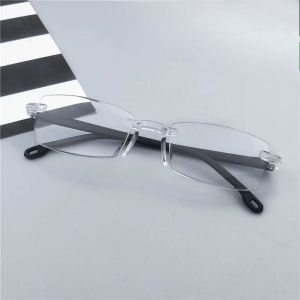 1pcs Fashion Rimless Glasses Cut Edge No Degree Clear Non-Prescription