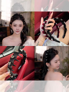 Red Velvet Diamond Womens Wave Hairband High Hairline Fashionable Korean Style Headwear Fresh out New 2024 Winter Season