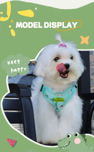 [Hot Sale]Pet Breathable Fabric Dog Harness And Leash Nylon Safety Mesh Harness Chest Strap Collar For Small Medium Dogs and Cats cartoon pattern
