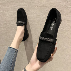 YX | Water Crystal Toe Square Head Casual Womens Single Shoes