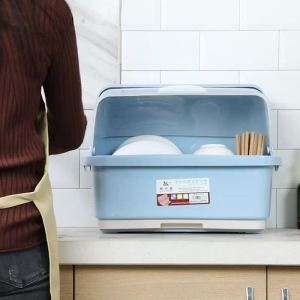 Drying and Storage Kitchen Shelf for Tableware with Lid