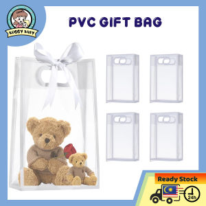 KOGGY  Double Layer Premium Gift Bag Tote Handle Bag Wedding Event PVC Pu Leather Transparent Hand Bag Carrie Beg Hadiah PVC Tote Bag Transparent Shopping Bag Handbag Packaging Bag Gift Bag Birthday Bag Gift Bag Goodies Bag Tote Beg