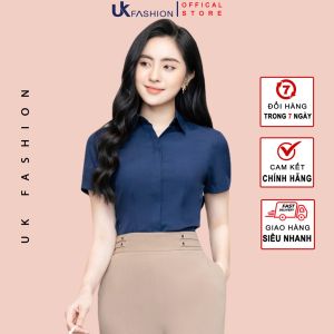HOÀN TIỀN 20% - Áo Sơ Mi Nữ Công Sở UK Fashion Thiết Kế Trơn Ngắn Tay Vải Hàn Cao Cấp Co Giãn Nhẹ NKSM2011007