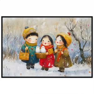 Tranh tết mùa đông treo tường dán tường sơn dầu tranh trí canvas. CGI-1411