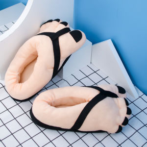 Funny Cotton Slippers Female Stool Home Creative Warm and Cute Cartoon Winter Funny Ankle Wrap Cotton Shoes Couple Style