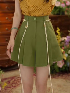 Shalldoer | กางเกงขาสั้นทรงหลวมเอวสูงสไตล์ฮ่องกงสำหรับผู้หญิง กางเกงขายาวทรงหลวมสบาย ๆ ฤดูร้อนปี 2025 สำหรับผู้หญิงวัย 25-29 ปี