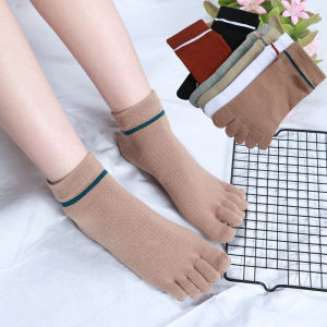 Womens Five-Finger Socks Autumn Winter Short Cotton Sweat Absorbent Separate Toe Socks Anti-Odor Sports Warm Head Socks