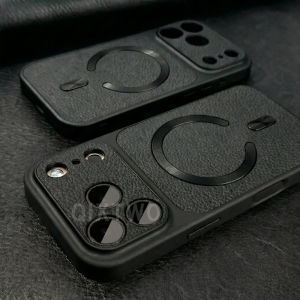 Luxury Magnetic Faux Leather Wireless Charging Phone Case For iPhone 13 14 15 16 17 Pro Max Plus Air Shockproof TPU Soft Cover
