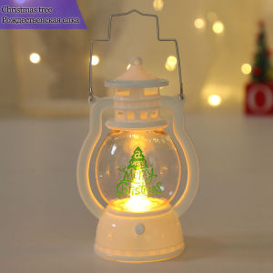Christmas Night Light Portable Lantern Lamp with Santa Snowman Tree Warm White Battery Powered Table Decor for Bedroom Gift