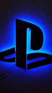Lampu PS Playstation Timbul Gaming ukuran 40cm Termurah termasuk Adapter dan Packing Kayu Hiasan Pajangan Kamar