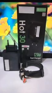 Charger  FOR INF Hot 30 120W Fast Charger  Batok Adapter + Kabel Data Support Fast Charging Quick Charge 3.0