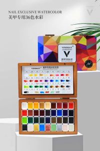 Set vẽ màu nước 36 màu VINIMAY chính hãng dạng nén màu vẽ đậm đặc chuẩn màu hộp gỗ sang trọng