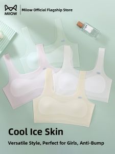 MiiOW | Ice Silk Seamless Bra For Developing Girls Primary School Students Sport Style Nylon Fabric One Stage Girls Eight To Twelve Years Old