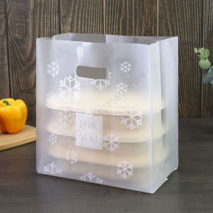 50Pcs Snowflake Print Printed Plastic Gift Bags Wedding Birthday Party Gift Bags with Handle Clothing Store Shopping Pouch