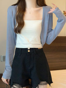 Thin Ice Silk Knitted Open Cardigan Womens Summer plus Size Loose Slimming Shoulder Shawl Outerwear Casual Style Long Sleeve