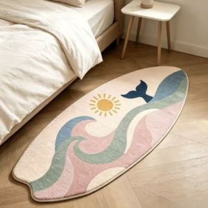 Thảm Trải Sàn Hình Ván Lướt Sóng Đuôi Cá Voi VIKAMA Green Ocean Wave Chất Liệu Mềm Mại Chống Trơn Trượt Dùng Cho Phòng Ngủ Trang Trí Nhà Cửa In Họa Tiết Giặt Máy Được.