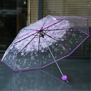 Transparent Umbrella for Women Foldable Daisy Design Windproof Rainproof Portable Cute Flower PVC Umbrella for Girls