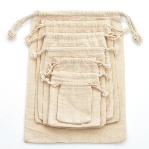 Bộ 5 Tự Nhiên Vải Cotton Trắng Túi Bảo Quản Dây Rút Tiệc Cưới Tặng Bao Bì Túi Màu Be 8X10Cm Cho Tất Cả Các Dịp