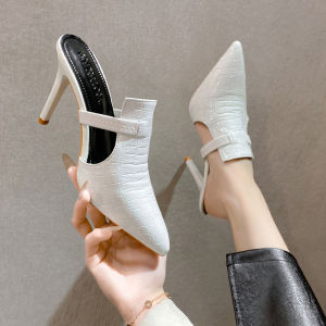 DIANCHA | Hollow-out Stylish Pointed Toe Slender Heel Mule Sandals