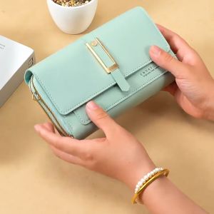 DM Wallet Womens Long Section Ladies Hand Mobile Phone Bag Casual Simple Double Zipper Wallet High