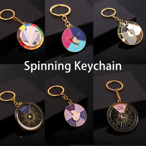 Funny Spinning Keychain Complementary Colors Interactive Rotatable Metal Pendant Keyring For Women Men Car Backpack Accessories