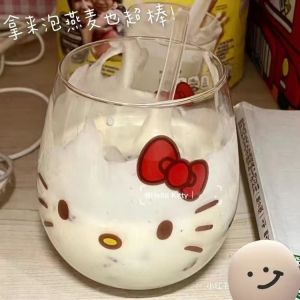 Adorable Cartoon Glass Cup High Aesthetic Value Pachat Dog Beverage Cup Girls Heart Creative round Shape Heat Resistant Daily Gift
