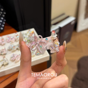 Handmade DIY Sparkling Diamond West Highland Terrier Side Duckbill Hair Clip Frizz Hair Styling Clip Fashionable Hair Accessories