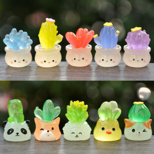 New Artificial Luminous Potted Succulent Plant Model Blind Box Cute Young Adult Heart Desktop Car Interior Decoration Small Ornaments