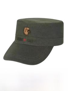 หมวกกันแดดทรงสี่เหลี่ยมแบนแบบลำลองสำหรับผู้ชาย ทรงพิมพ์ลายทหาร โพลีเอสเตอร์ ฤดูใบไม้ผลิและฤดูใบไม้ร่วง หมวกกันแดดสำหรับกลางแจ้ง