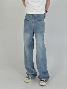 กางเกงยีนส์ทรงตรงหลวมๆ ทรงย้อนยุค กางเกงขายาวทรงหลวมสำหรับผู้ชาย กางเกงยีนส์ทรงหลวมสำหรับผู้ชาย ทรงลำลอง กางเกงยีนส์ทรงตรง