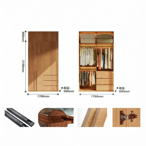 Eco-friendly For Families 2-Door Oak Wardrobe