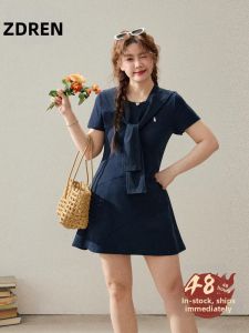 ZHANGDAREN | Đầm Dài A-line Dễ Thương Cho Người Mập Tay Ngắn