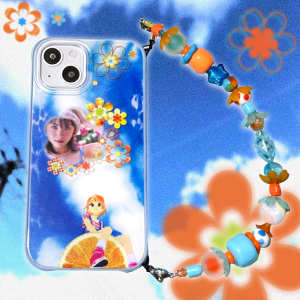 Y2K Orange County Sky Space Station Print TPU Soft Edge Full Cover Dual Layer Protection Case for  15 pro Mobile Phone