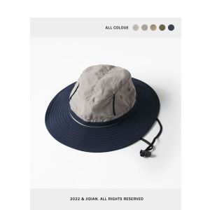 Japanese Style Drawstring Bucket Hat Womens Summer Outdoor Hiking Fishing Hat Thin Breathable Sun Hat Sun Hat Mens Fashion