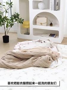 Nylon Mesh Foldable Laundry Basket Large Home Use Dual Handle