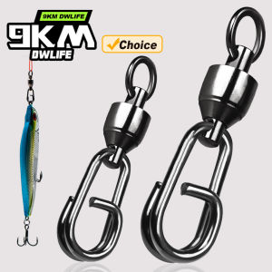 9KM Ball Bearing Swivel Snap 50pcs Fishing Swivel Snap Heavy Duty Stainless Lure Line Connector Saltwater Freshwater 35-187LBS