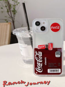 Floating Coca-Cola Liquid Sandphone Case Suitable for Apple 16/15/14/13Pro/XsMax/7P/11 Simple Korean Style Protective Shell