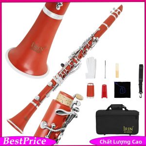 IRIN | Sáo Clarinet IRIN Red Bb Có Thân ABS 17 Lỗ 6 Vòng Bộ Điều Chỉnh Kép Phím Đồng Trắng Bộ Dụng Cụ Đầy Đủ Kèm Hộp Vải