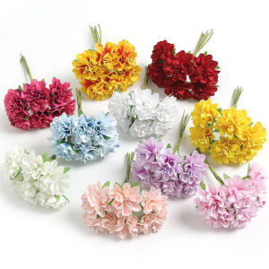 6Pcs/lot Mini Artificial Silk Carnation Flowers Bouquet for Home Wedding Party Decoration DIY Craft Wreath Gifts Accessories