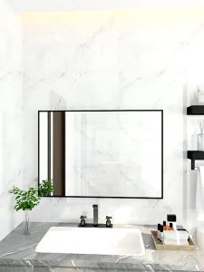 TDB กระจกห้องน้ำ 40/50/60 ซม พร้อมชั้นวาง กระจกห้องน้ำติดผนัง ไม่ต้องเจาะ กระจกแต่งหน้า การทำความสะอาดง่าย หรือ ง่ายต่อการทำความสะอาด