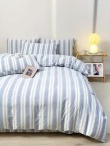 Striped Duvet Cover 1 Piece 100% Yarn-Dyed Washed Cotton Comforter Cover No Pillowcase Soft Breathable Anti Wrinkle Quilt Cover