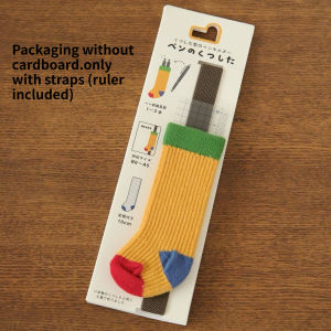 Pen Holder Retro Contrast Color Sock Shaped Elastic Book Strap With Ruler Portable Organizer For Notebook Stationery Storage