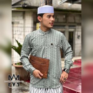 Alfatih/Kemko sultan jaguar kemeja koko embos pria lengan panjang verscace Alfatih